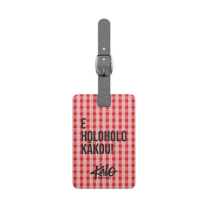 Red Palaka Luggage Tag — "E Holoholo Kakou" Travel ID